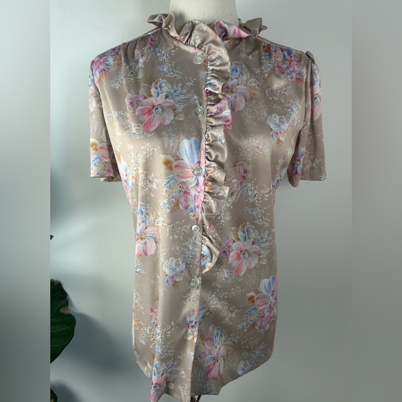 Vintage Tops - VTG 80s MS BOBBIE Ruffle Floral Blouse